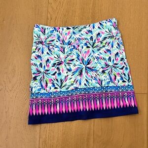 Aryeh Blue and Pink Patterned Skirt with built in shorts